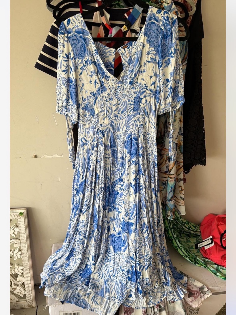 Free People Blue and White Floral Maxi Dress